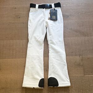 Goldbergh Pippa White Ski Pants with Black Belt NWT US 6